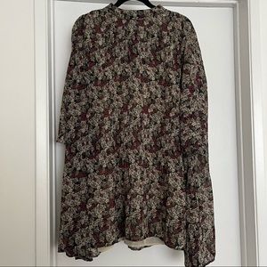 ZARA BLACK FLORAL PLEATED DRESS